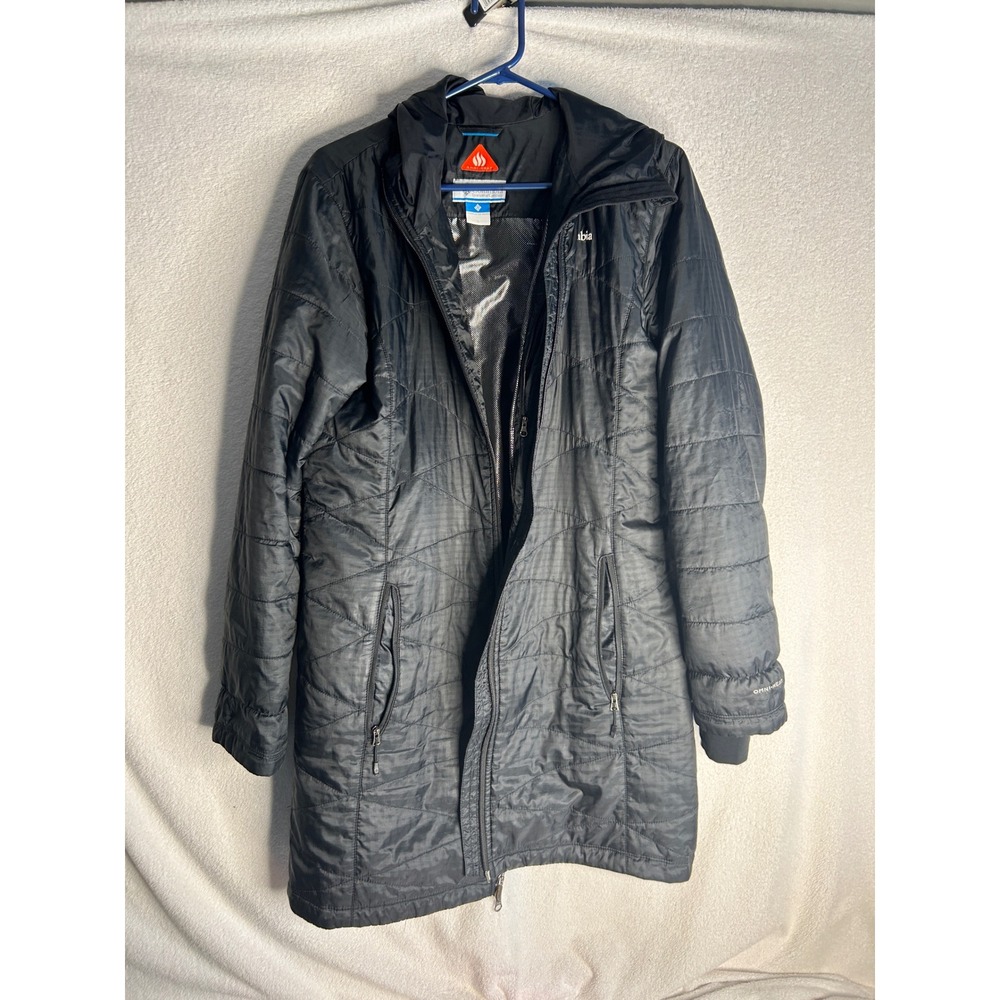Columbia Omni-Heat Jacket Womens Large Black Quilted Thermal Reflective Parka
